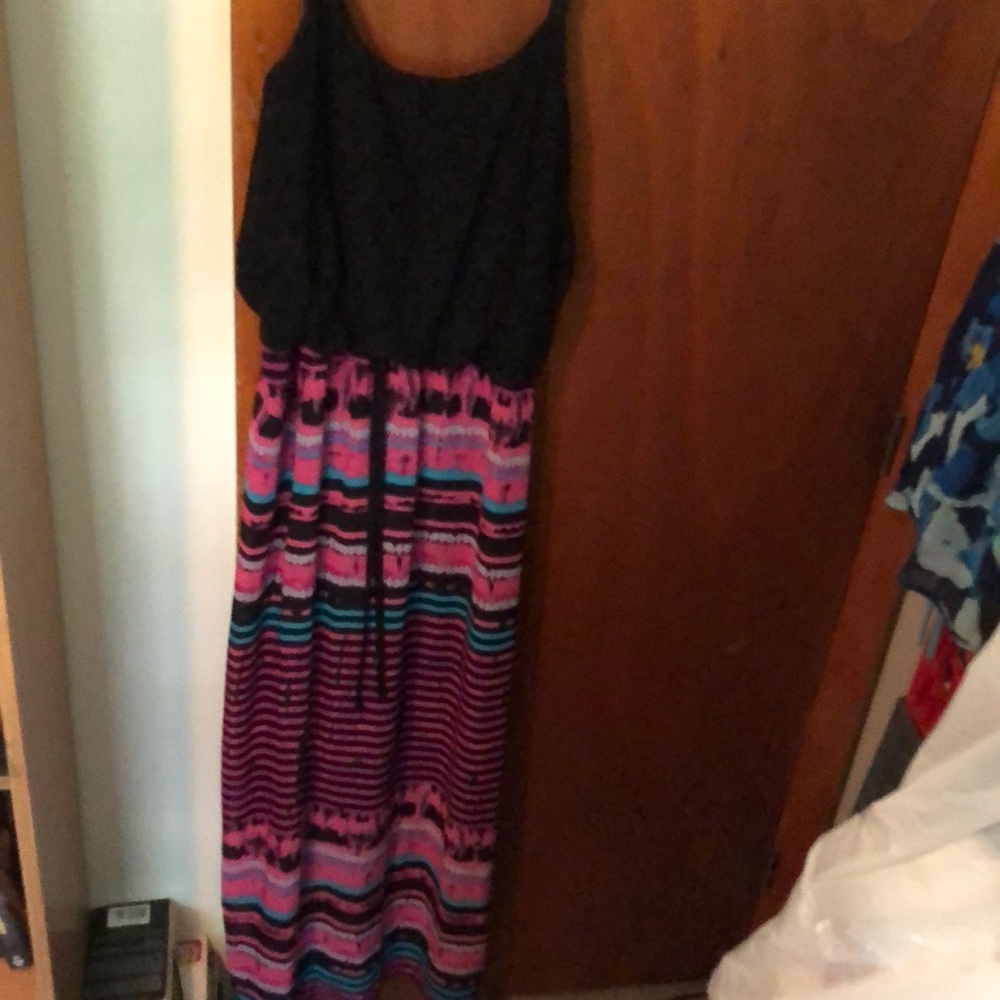 Black lace and colorful bottom XL maxi dress